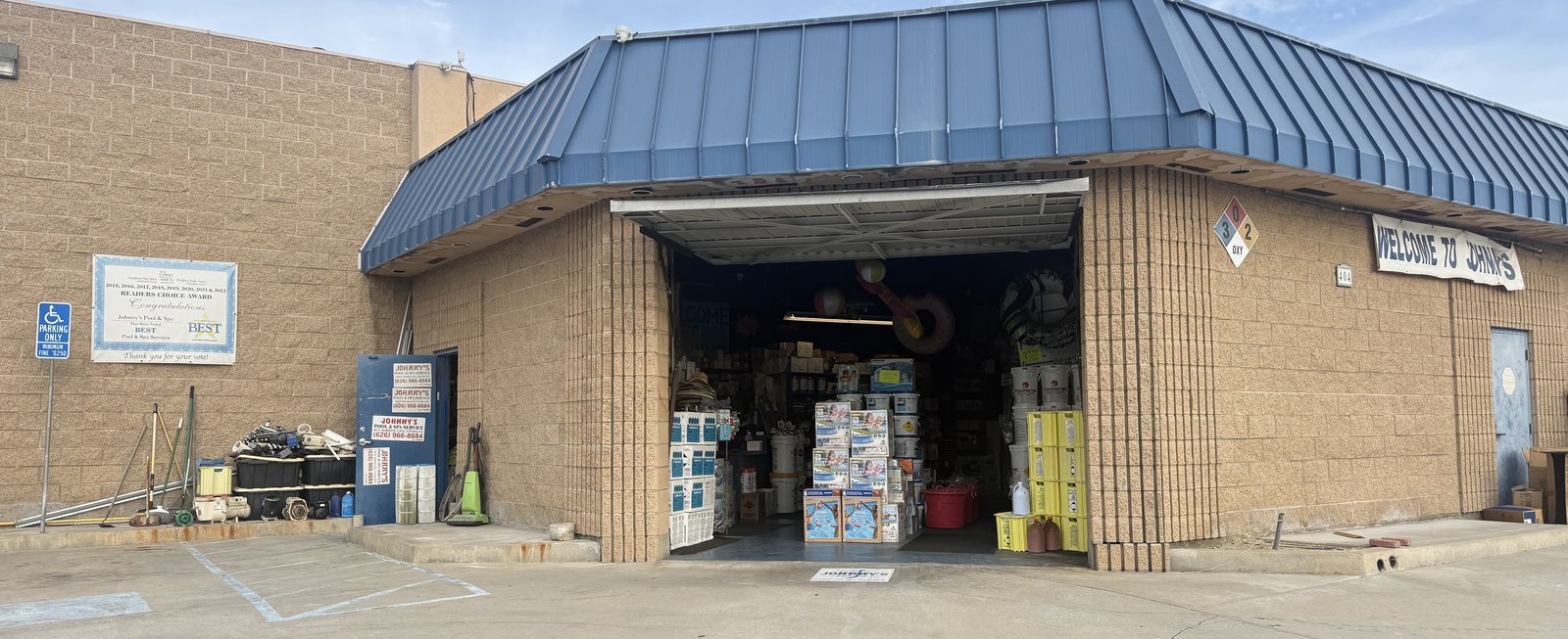 Johnny's Pool and Spa storefront at 404 N Barranca Ave in Covina